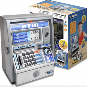 talking ATM toy, educational math toy and piggy bank