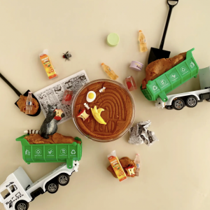 garbage trash can sensory play dough kit