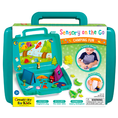 camping theme sensory bin for the car or travel